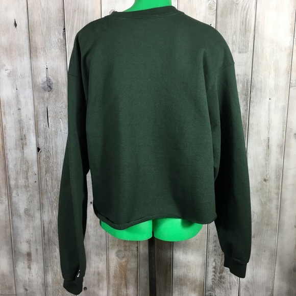 Champion Green Crewneck Sweatshirt Crop Top Large - Picture 5 of 7